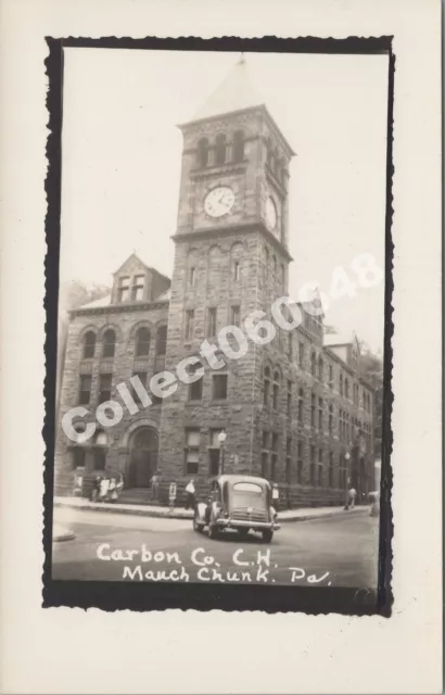 RPPC-Mauch Chunk PA-Jim Thorpe-Courthouse-Clock Tower-Carbon County-Pennsylvania