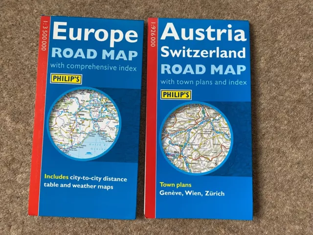 Philip’s Road Map Europe & Austria Switzerland  1:3500000 1:926000 From 2000