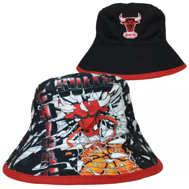 Chicago Bulls Mitchell & Ness NBA Reversible Cubo Sombrero Gorra Mediana-Grande Nuevo