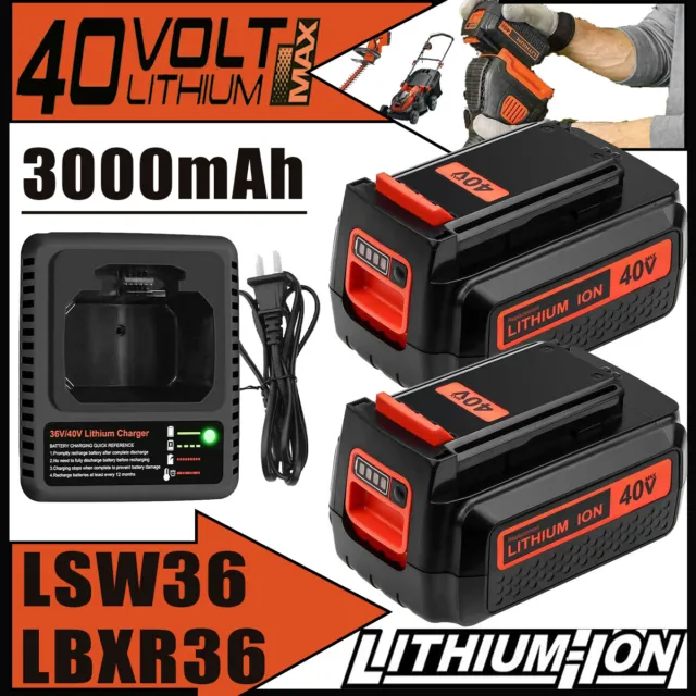 40V 6.0Ah MAX Li-Ion Battery orCharger For Black & Decker LBX2040 LBXR36  LHT2436