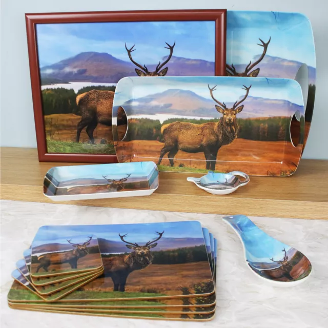 Highlands Stag Laptray Food Drink Serving Tray Kitchen Coaster Dinner Table Mats