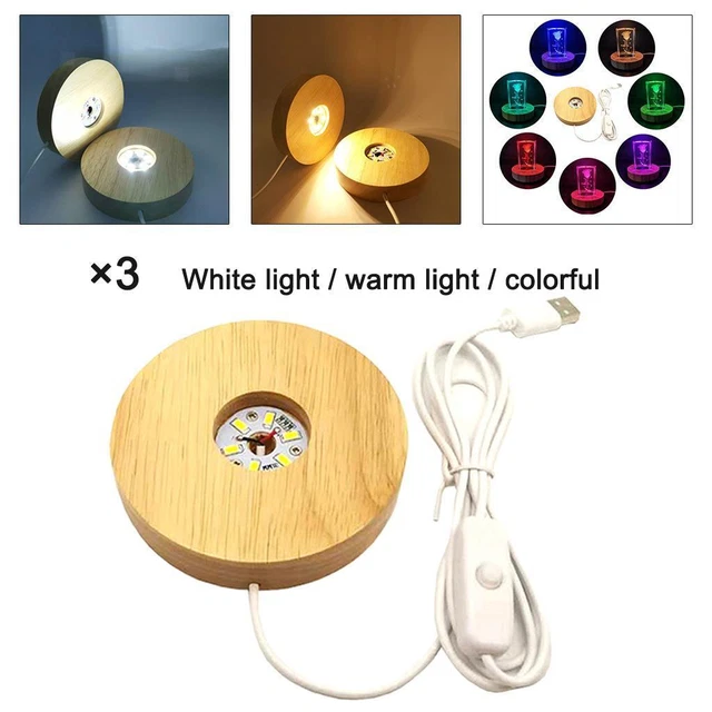 WOOD LED Display Stand Lamp Crafts for Crystals Ornament £8.89