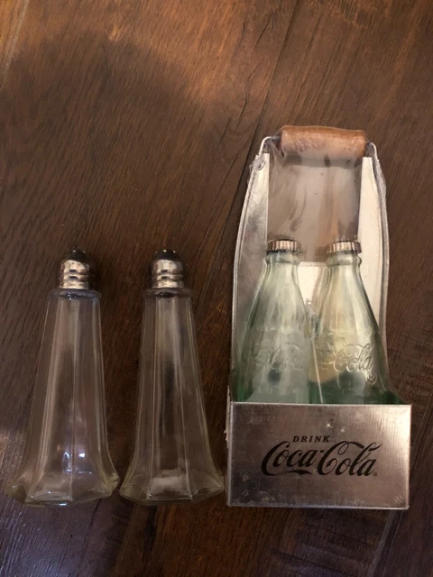 Vintage NEW SEALED Miniature Coca Cola Glass Bottle Salt and Pepper Shakers Set