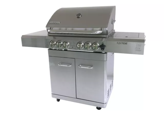 Coobinox Gasgrill FlexTreme 4 Brenner Heckbrenner SIZZLE Edelstahl Grill Griller