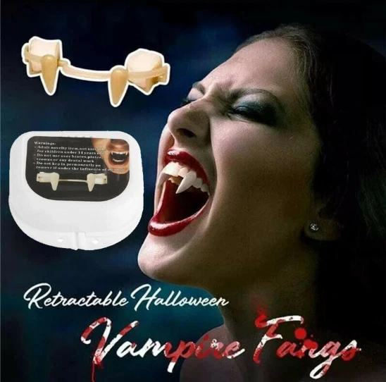 Dents De Vampire Rétractables Halloween - Lot De 3 - Résine Réutilisable - Boîte Portable - Pour Cosplay & Fêtes