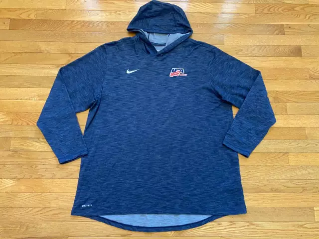 Nike Swoosh Lightweight Hoodie Size XXL Olympic Team USA Hockey Navy Blue Red