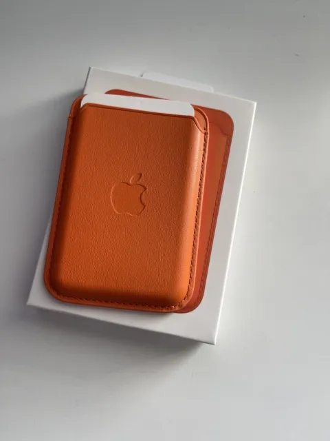 Apple Leather Wallet W/ Magsafe Accessory  Iphone 15 14 13 12 1St Gen -Orange