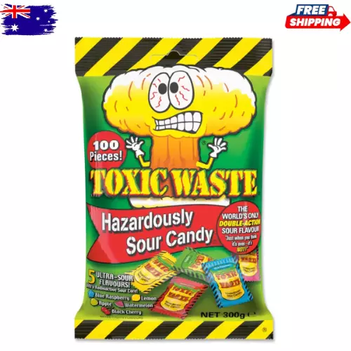 100 Piece Toxic Waste Hazardously Sour Candy Bag 300g*