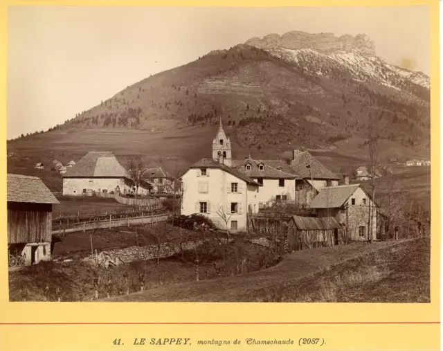 France, Le Sappey, Montagne de Chamechaude vintage albumen print. Glued Photo