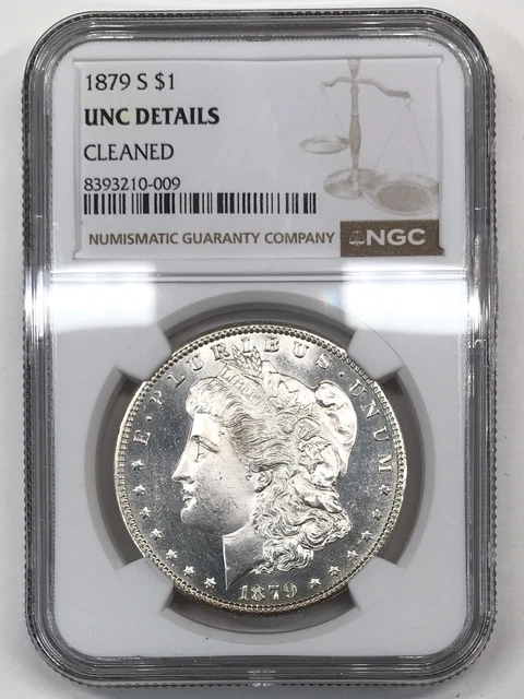 1879 S モルガン銀貨 UNC DETAILS 1879-S MORGAN SILVER Dollar NGC UNC Details (cleaned) - nice