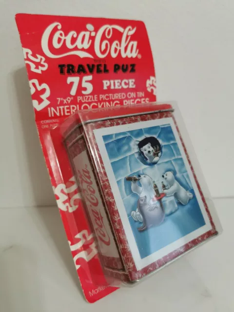 Vintage Coca Cola Collectible Tin and Puzzle 75 Piece 7x9 Original Packaging