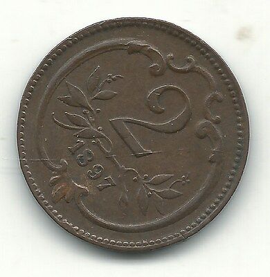 A Very Nice High Grade Xf/Au 1897 Austria 2 Heller Coin-Mar139