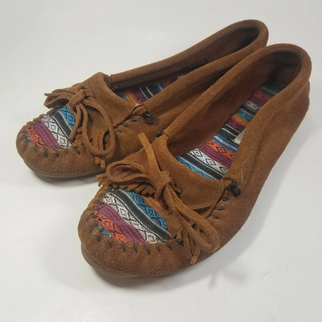 Minnetonka Moccasins Arizona Fabric Kilty Hard Sole 402K US Women's 7