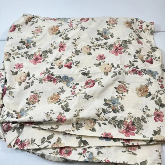 vintage cannon king flat sheet cotton blend no iron beige pink flowers shabby