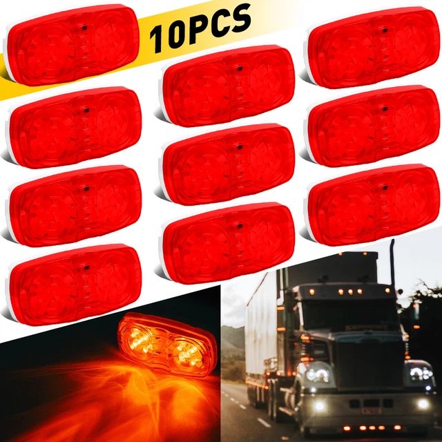 10pc for Trailer Truck Red LED Marker Lights Double Bullseye Clearance Light CUS
