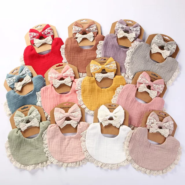 12Sets/Lot Cotton Baby Bib Newborn Boy Girl Towel Feeding Food Eating Burp Cloth