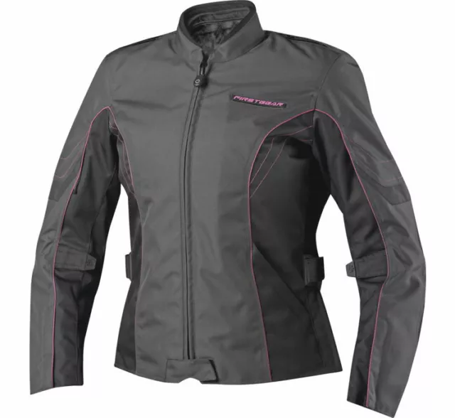 FirstGear Contour Textile Motorcycle Jacket Charcoal/Pink Women's Sizes SM & MD