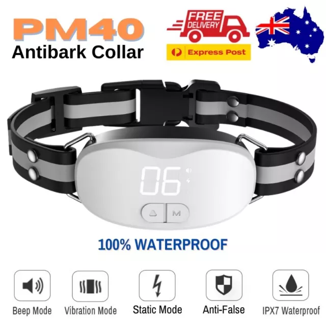 Waterproof Rechargeable Bark Collar Warning+ Vibration+Zapping S-Xl Stubborn Dog