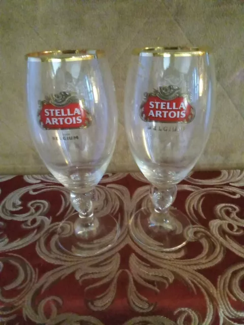 A Pair Of 8.25" Tall STELLA ARTOIS Belgium Pasabahce M18 40CL Stemmed Glasses
