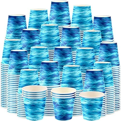 Amyhill 600 Pieces 3oz Ocean Waves Paper Cups Paper Disposable Bathroom Cups