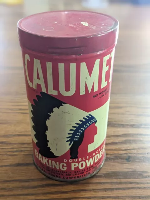 Vintage Calumet Baking Powder Tin 1 Pound Empty Nice 50’s
