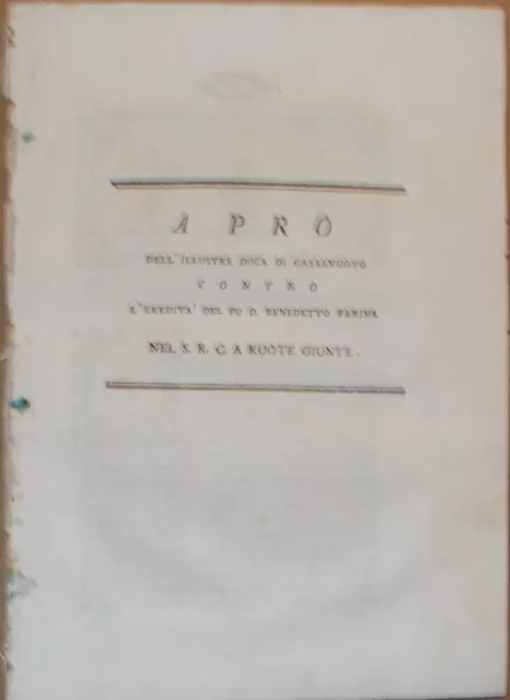 Napoli_Duca Di Casalnuovo_Giuridica_Antica Allegazione_Eredita' Farina_1806_Rara