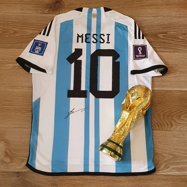 LIONEL MESSI SIGNED Argentina World Cup Qatar 2022 Shirt Jersey Proof 