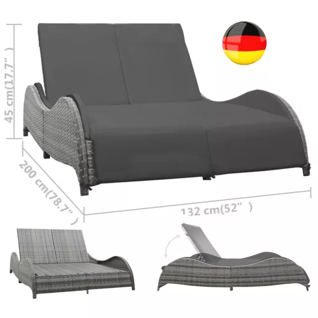 Rattan Sonnenbett mit Auflage Rattan Strandkorb Sonnenliege Liegebett Relaxliege