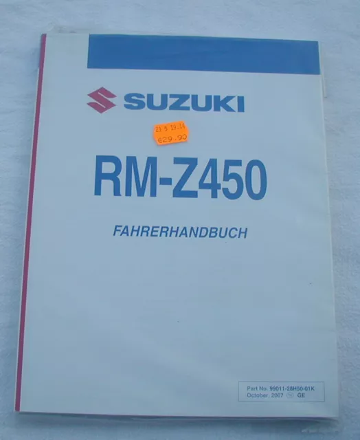 SUZUKI RMZ 450 Bj.011 Reparaturanleitung-Handbuch Bedienungsanleitung Fahrerbuch