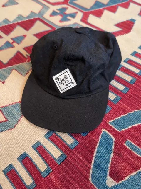 Burton Hat Cap Strap Back Black Panel Adjustable Mountain Logo Men's