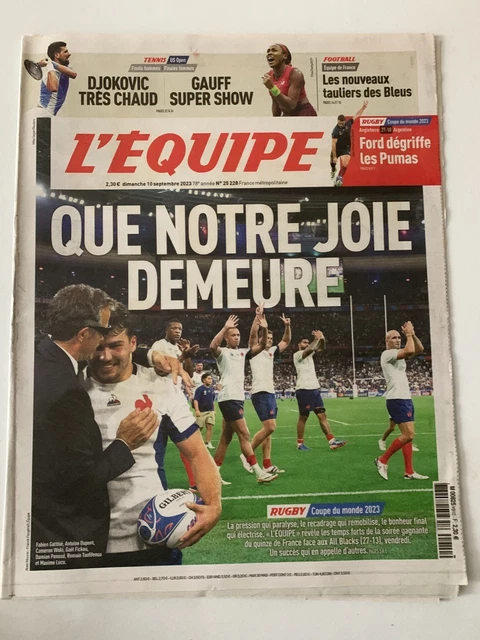 Journal L'Equipe – 26/10/2003 – Coupe Du Monde Rugby – Édition Originale