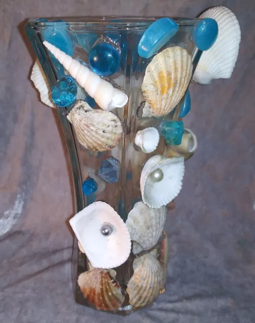 Blue Hex vase Crystal Fish Cave cichlid hide aquarium decor glows in the dark!!