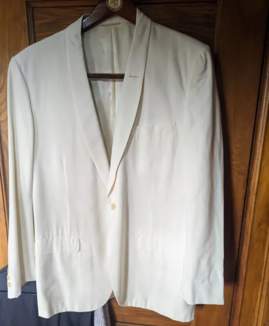BEAUTIFUL MIDCENTURY CREAM tux jacket - 41R - Shawl collar - Palm Crest ...