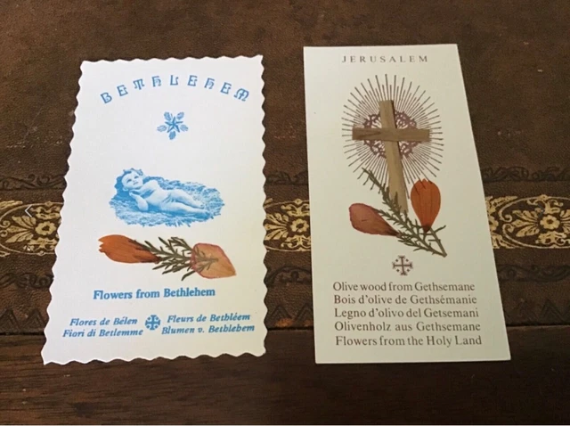 Vintage Set of 2 Cards Flowers From Bethlehem Holy Land  Very nice lot