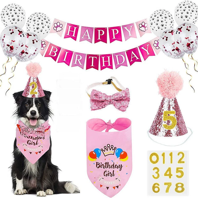 Mascota Perro Gato Feliz Cumpleaños Sombrero Prendas para la Cabeza Bandana Panelero Corbatas Pechera Vestido de Fiesta
