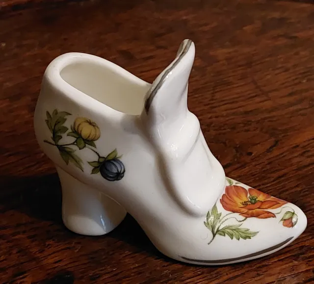 Miniature Collectible Victorian white porcelain shoe with floral decoration