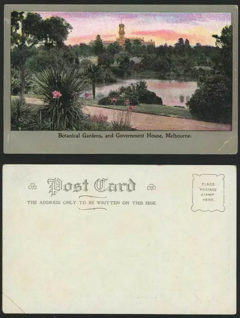 Melbourne Old Postcard Botanic Gardens Government House