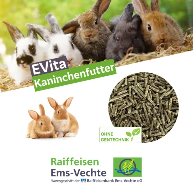 EVita Kaninchenfutter 20kg, Allround Futterpellets, Kaninchen, ohne Gentechnik