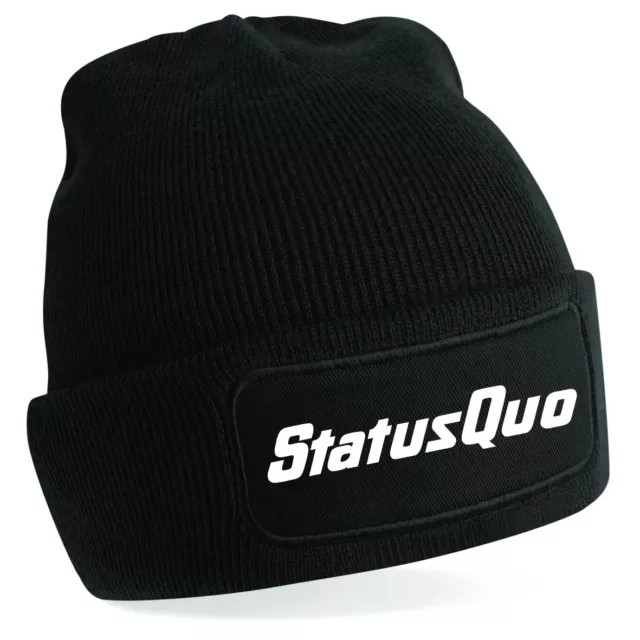 Status Quo Text logo Rossi Parfit Hello Piledriver Beechfield Beanie 7 col NF