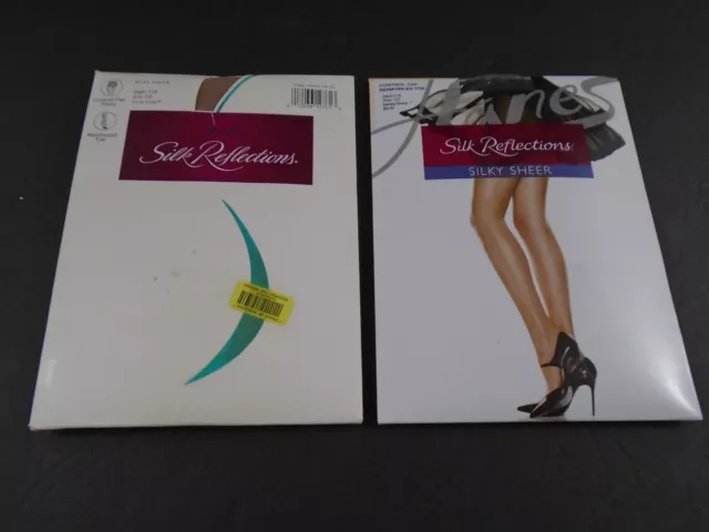 2 Hanes Silk Reflections Silky Sheer Control Top Panty Reinforced Toe CD 718