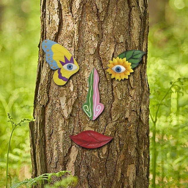 Visages D'arbre Décoratifs Pour Extérieur - En Grès, Résistants Aux Intempéries - Pour Jardin, Terrasse, Allée - 10