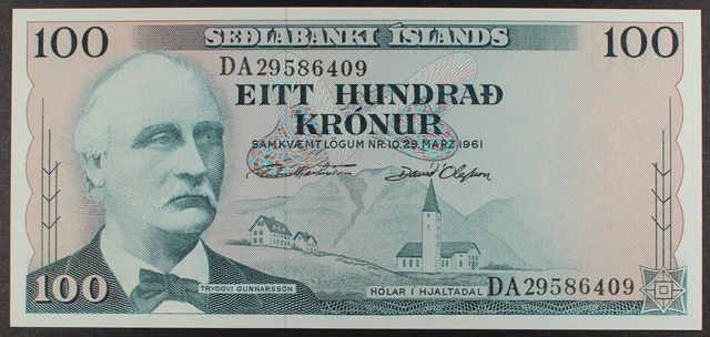 ICELAND 100 Kronur 1961, P-44 ...  UNC