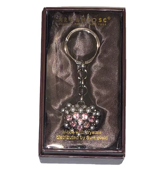 Argento SC Silver Heart Swarovski Crystal Keychain Key Ring FOB New GIFT NIB