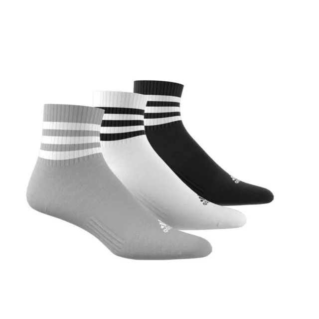 Adidas Mens Women 3 Stripes Cushioned SPW Crew Socks 3Pairs Sports Training Sock