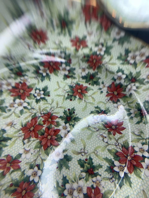 Gorgeous 1995 ROYAL WINTON GRIMWADES Christmas Floral Chintz Square Plate 3pcs 3