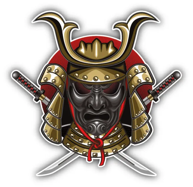 Samurai Mask Katana Car Bumper Sticker Decal 5'' x 5''