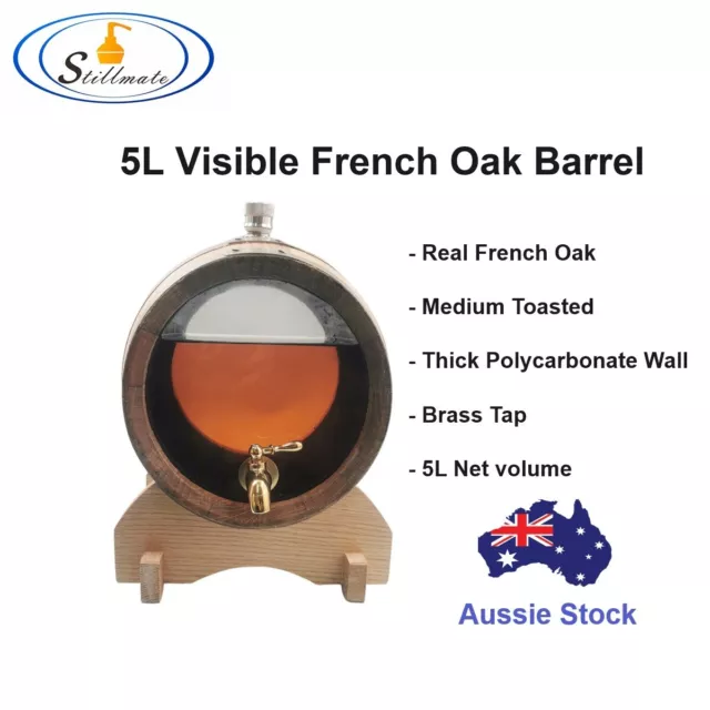 New Visible 5L French Oak/Wooden/ Barrel for Wine/port/spirits/ Moonshine aging