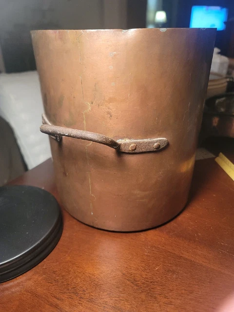 Antique English Dovetailed Copper Stock Pot Boiler Cookware 10inch
