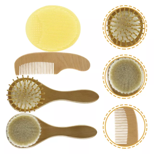 Wool Brush Set Beech Toddler Massage Comb Hair for Baby Scalp