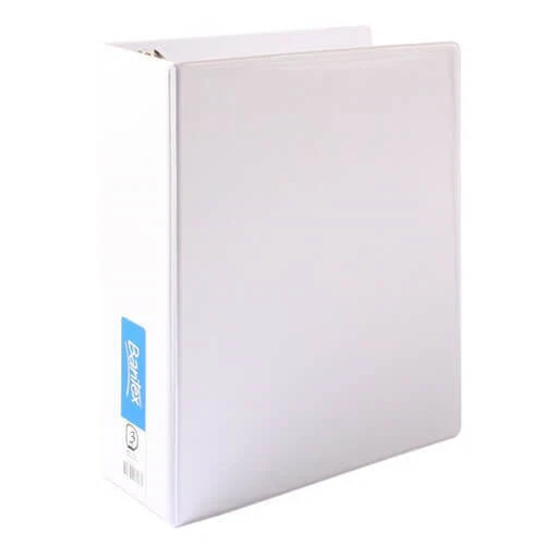 3 D RING Bantex Clearview Standard Insertable Ring Binder 65mm A4 White Cover